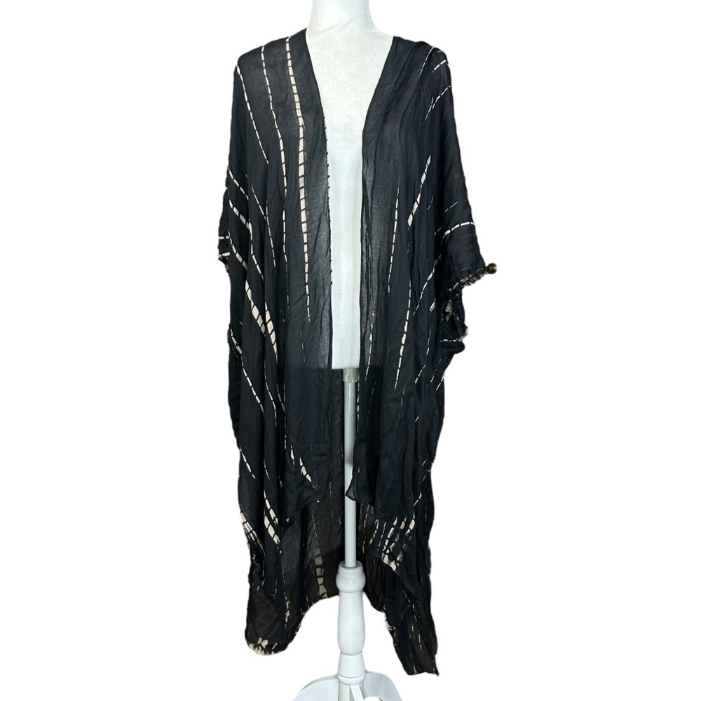 NEW Soft Surroundings Caftan Duster OS Boho Flowy Open Front Long Topper
